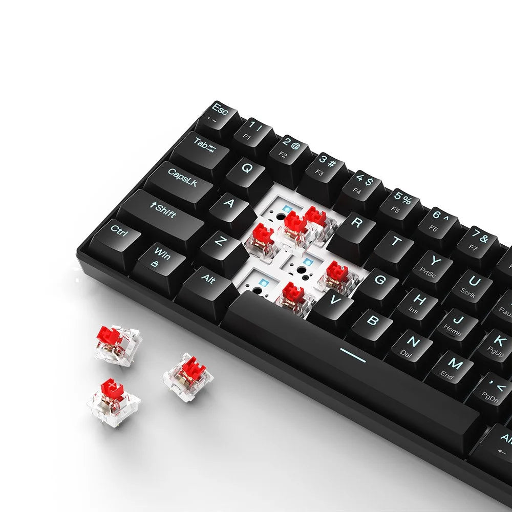 IBLANCOD K61 Mixed Color Keycap Mechanical Blue Backlight Gaming Keyboard for Computer - Black+Red - 1