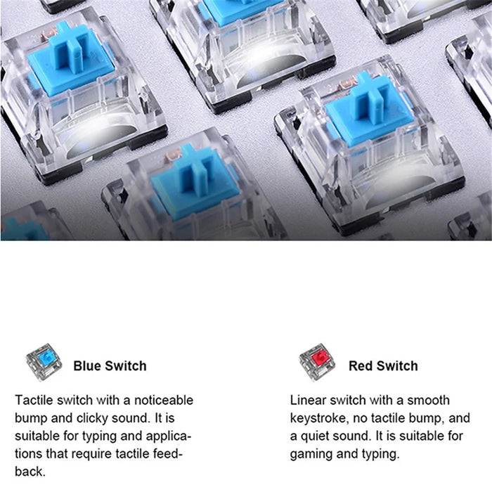 IBLANCOD K61 Mixed Color Keycap Mechanical Blue Backlight Gaming Keyboard for Computer - Black+Red - 2