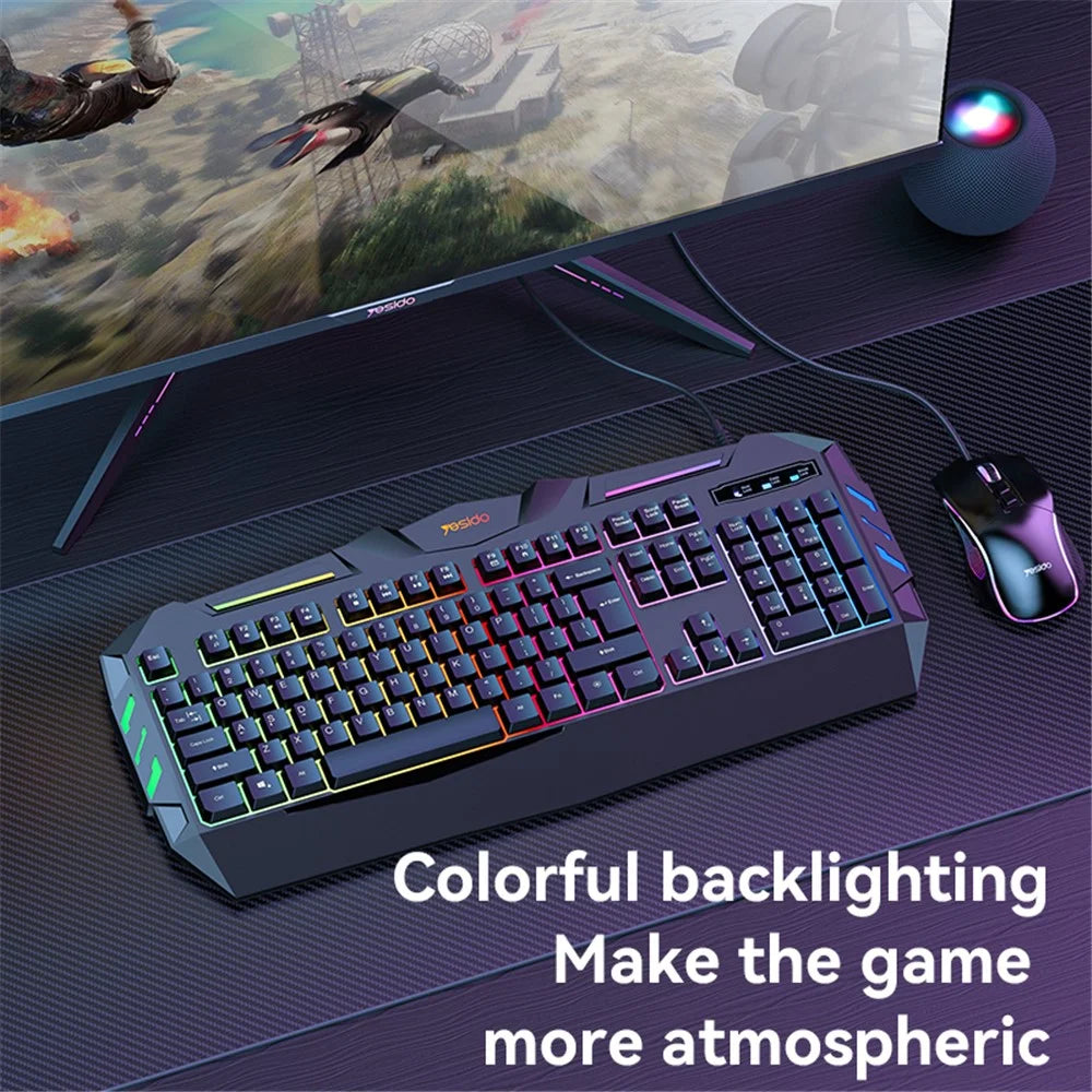 YESIDO KB21 1.5m USB Wired Keyboard 104-key Gaming Keyboard with Breathing Light - 3