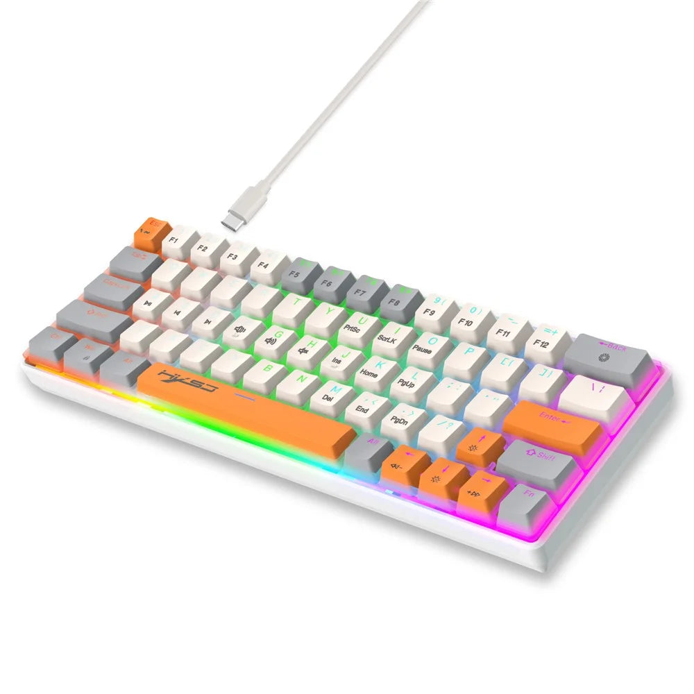 HXSJ V500 Mechanical Wired Keyboard 63 Keys Gaming Keyboard with Backlight Effect - Cyan Switch - 1