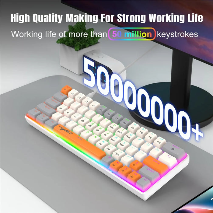 HXSJ V500 Mechanical Wired Keyboard 63 Keys Gaming Keyboard with Backlight Effect - Cyan Switch - 6