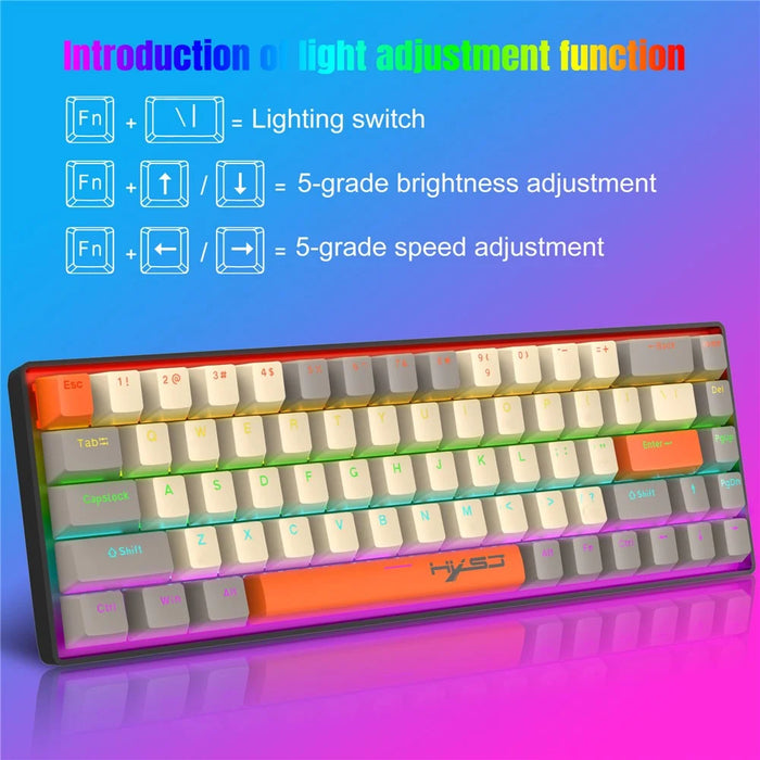 HXSJ K88 Gaming Keyboard 68 Keys Mechanical Wired Keyboard with LED Backlit - 3