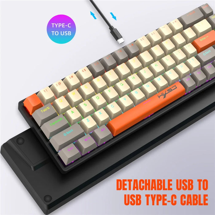 HXSJ K88 Gaming Keyboard 68 Keys Mechanical Wired Keyboard with LED Backlit - 4