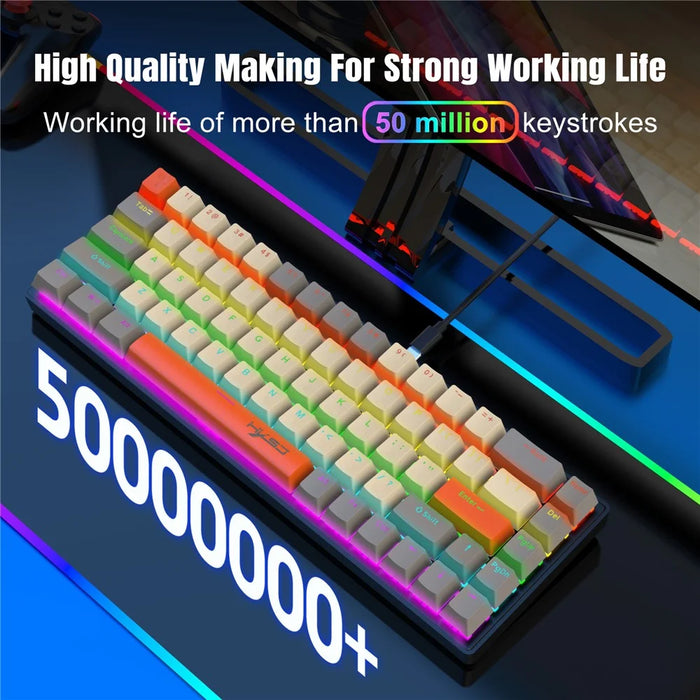 HXSJ K88 Gaming Keyboard 68 Keys Mechanical Wired Keyboard with LED Backlit - 6