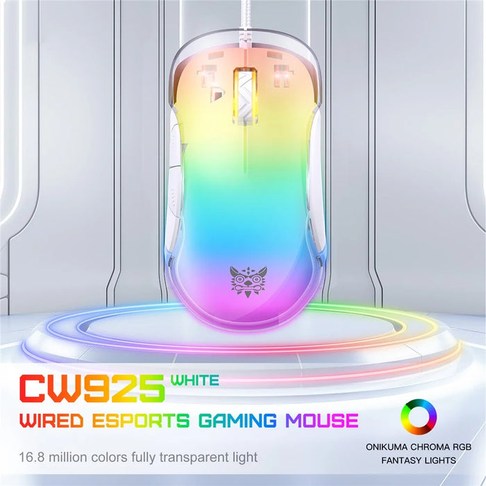 ONIKUMA CW925 USB Wired Gaming Mouse RGB Light Computer Laptop Mice - White - 4
