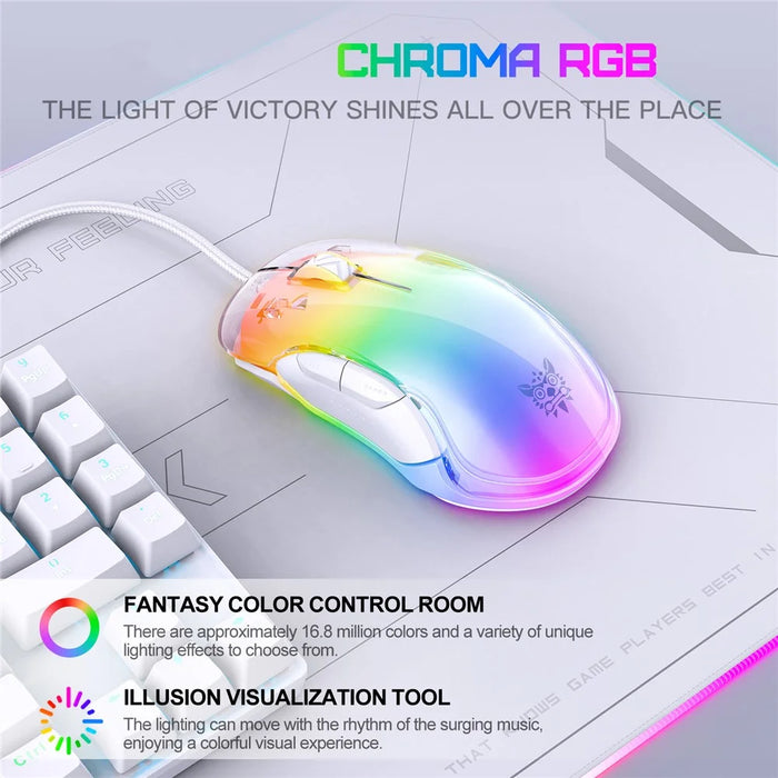 ONIKUMA CW925 USB Wired Gaming Mouse RGB Light Computer Laptop Mice - White - 5