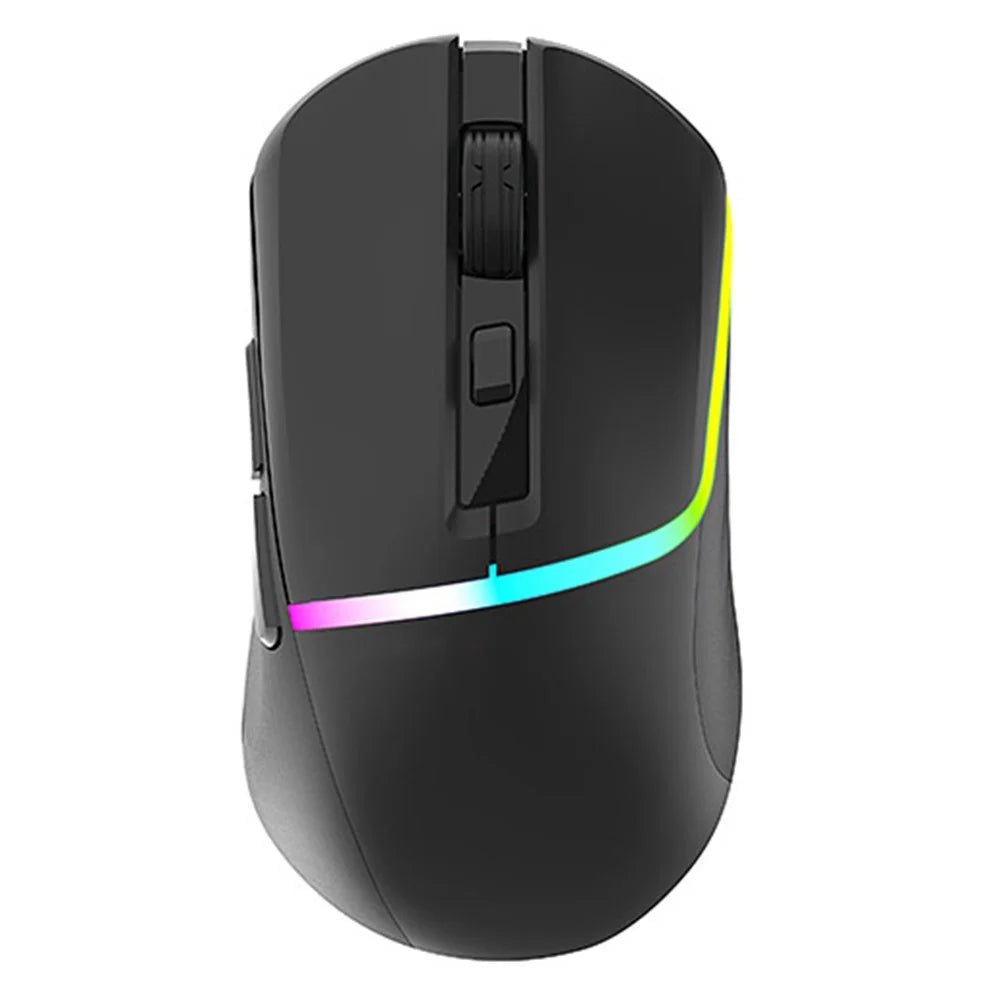 Y-FRUITFUL M96 2.4G+Bluetooth+Type-C Cable Tri-Mode Mouse 6 DPI RGB Gaming Mouse (PAW3212 Chip) - Black - 1