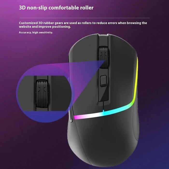 Y-FRUITFUL M96 2.4G+Bluetooth+Type-C Cable Tri-Mode Mouse 6 DPI RGB Gaming Mouse (PAW3212 Chip) - Black - 3