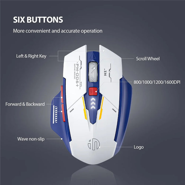 INPHIC F9 Mecha Version Rechargeable 2.4G Wireless Gaming Working Mouse Computer Laptop Mice - 6