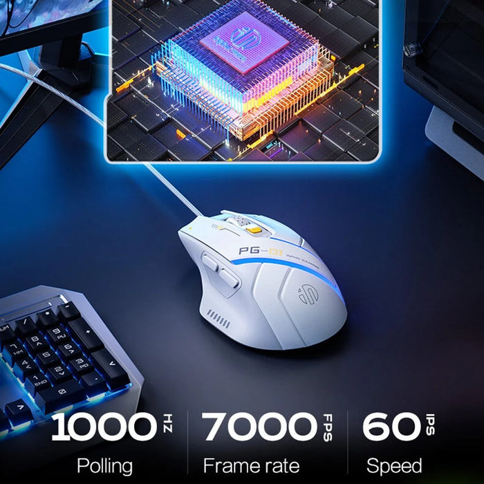 INPHIC PG1 USB Wired E-Sports Gaming Mouse RGB Light Computer Laptop Mice - 5