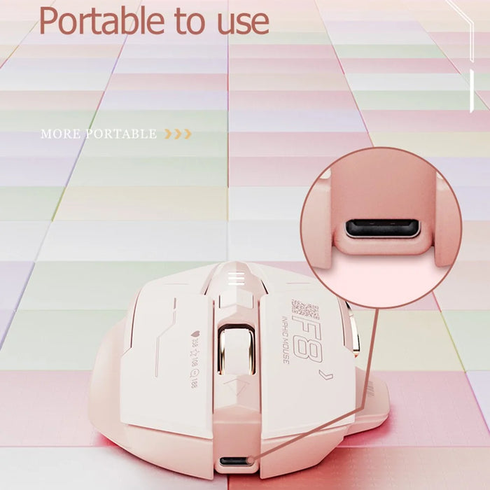 INPHIC F8 Rechargeable 2.4G Wireless Gaming Working Girls Mouse Computer Laptop Mute Mice - 2