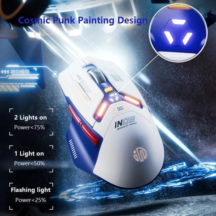 INPHIC IN9 Wired / Bluetooth-compatible 5.0 / 2.4G Wireless Mouse Gaming Office Home Computer Laptop Mice - Blue - 4