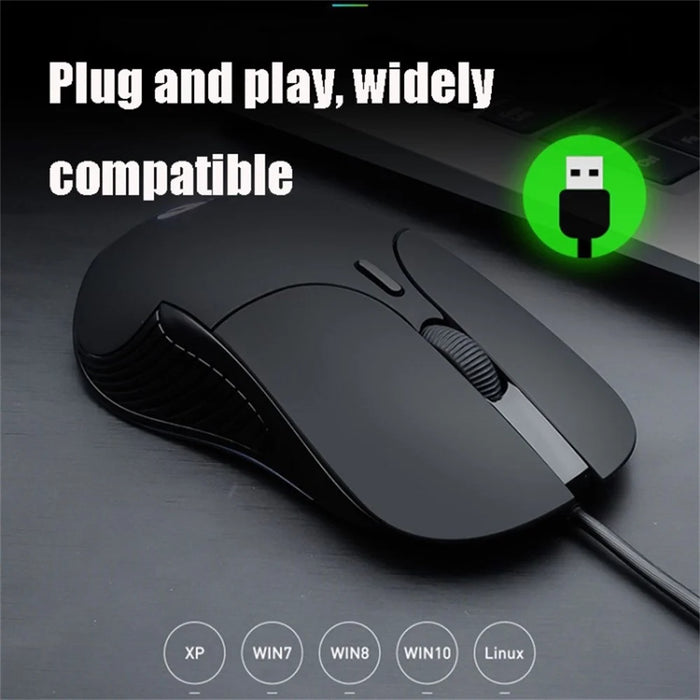 INPHIC PB1 USB Wired Business Office Gaming Mouse Mute Macro Programming Computer Laptop Mice - Black - 3