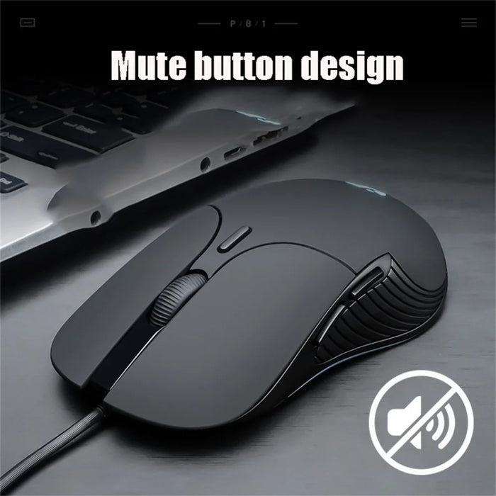 INPHIC PB1 USB Wired Business Office Gaming Mouse Mute Macro Programming Computer Laptop Mice - Black - 4