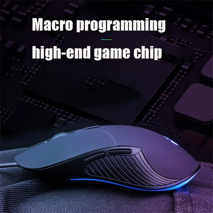 INPHIC PB1 USB Wired Business Office Gaming Mouse Mute Macro Programming Computer Laptop Mice - Black - 6