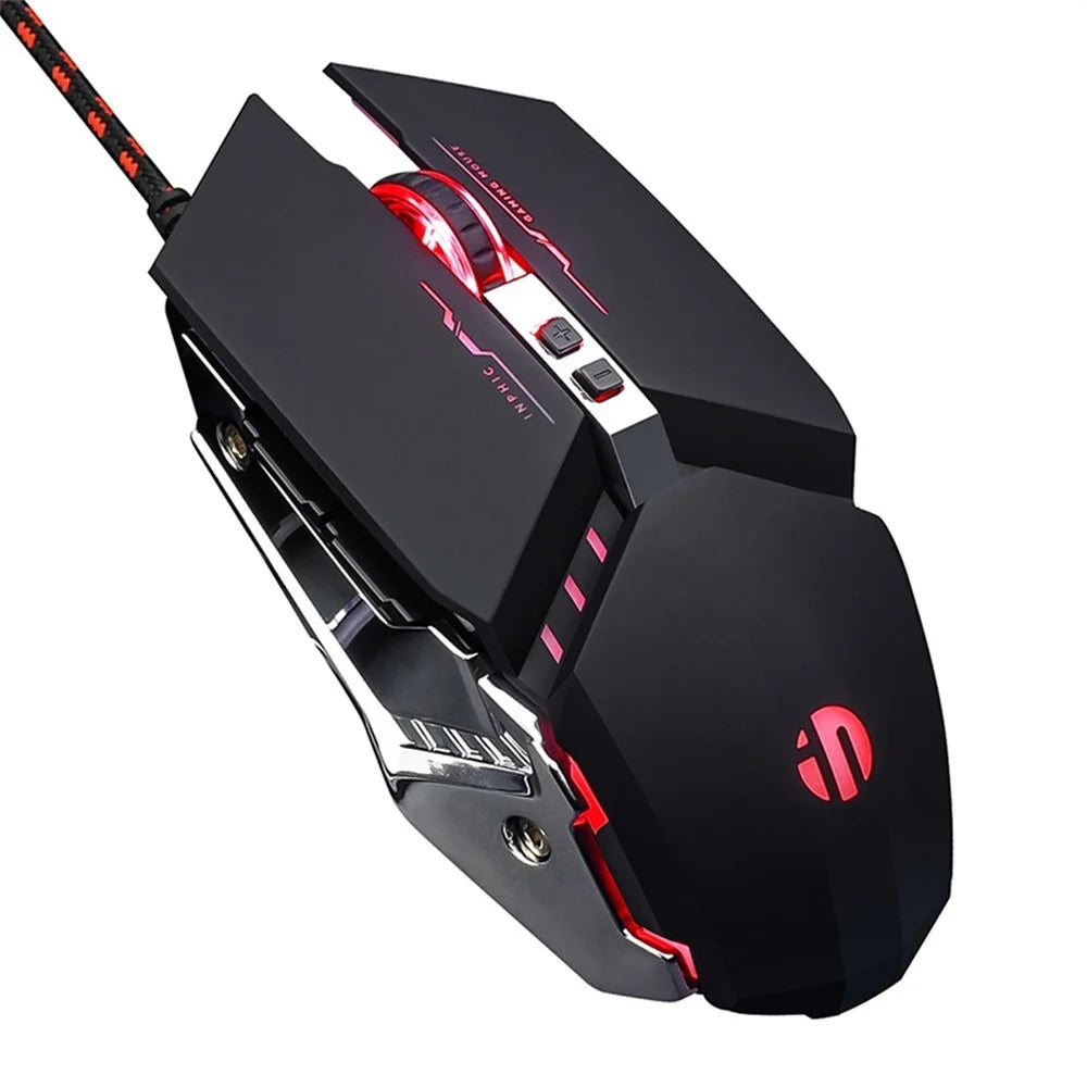 INPHIC PW2 USB Wired Gaming Mouse Colorful Light Macro Programming Computer Laptop Mice - Black - 1