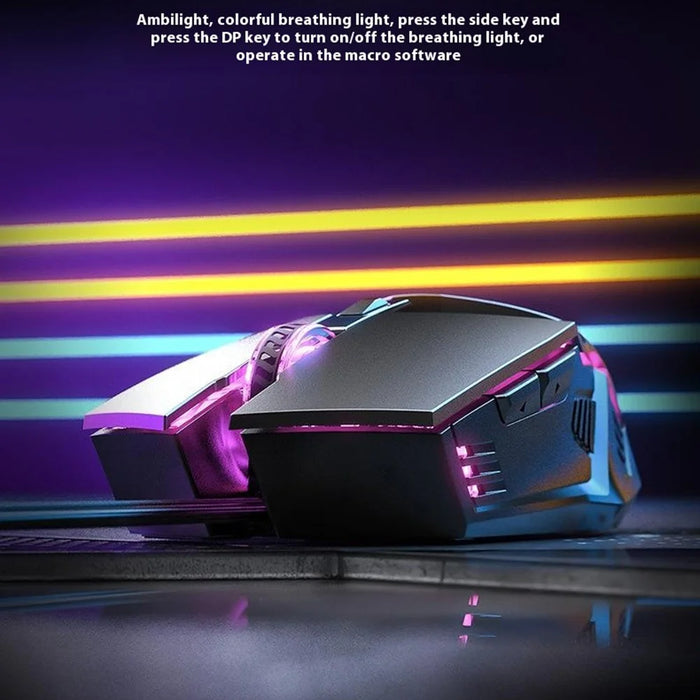 INPHIC PW2 USB Wired Gaming Mouse Colorful Light Macro Programming Computer Laptop Mice - Black - 5