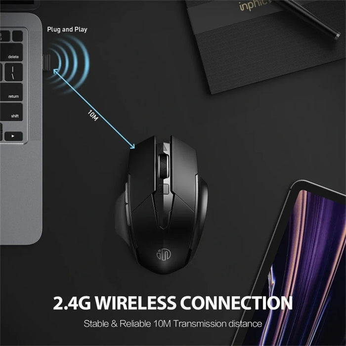 INPHIC F1 Wireless Mouse 1600DPI 6 Keys Type-C Rechargeable Mute Gaming Mouse for Home Office - 2