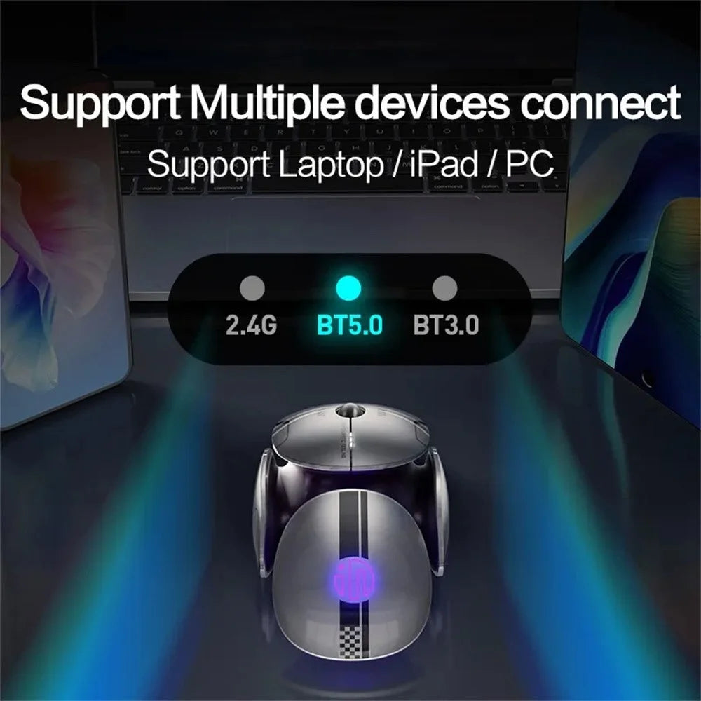 INPHIC X2 3 Modes Mouse Wireless Bluetooth-compatible 4.0  /  5.0 Mouse 2400DPI Rechargeable Mice with Light for Laptop - 2