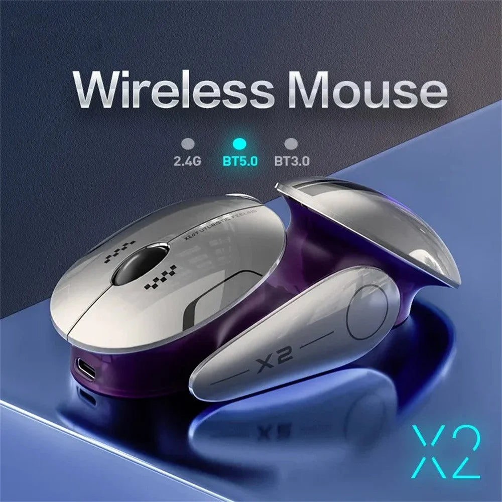 INPHIC X2 3 Modes Mouse Wireless Bluetooth-compatible 4.0  /  5.0 Mouse 2400DPI Rechargeable Mice with Light for Laptop - 5