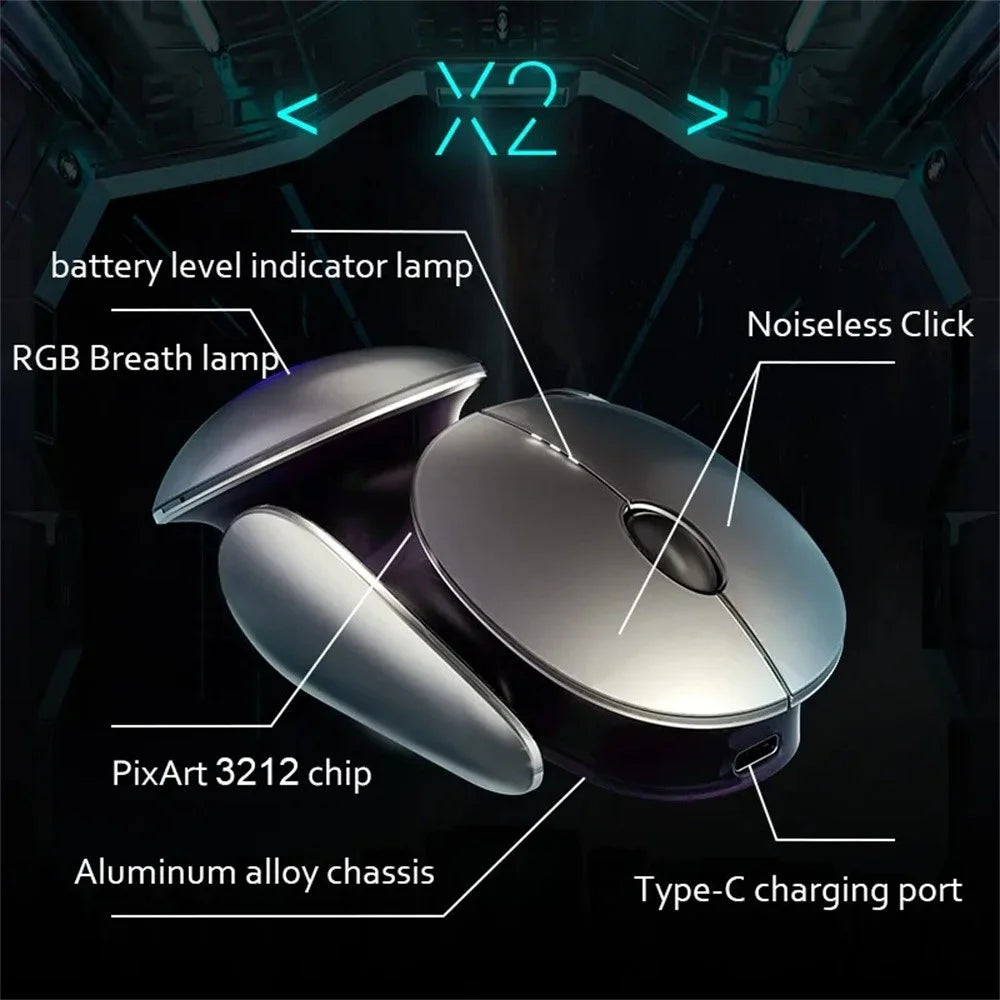 INPHIC X2 3 Modes Mouse Wireless Bluetooth-compatible 4.0  /  5.0 Mouse 2400DPI Rechargeable Mice with Light for Laptop - 7