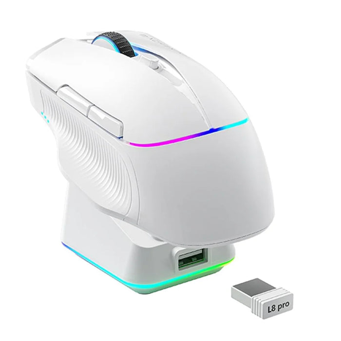 MACHENIKE L8 Pro Wired / Bluetooth-compatible / 2.4G Wireless Mouse RGB Light Computer Laptop Mice with Charging Base - White - 1