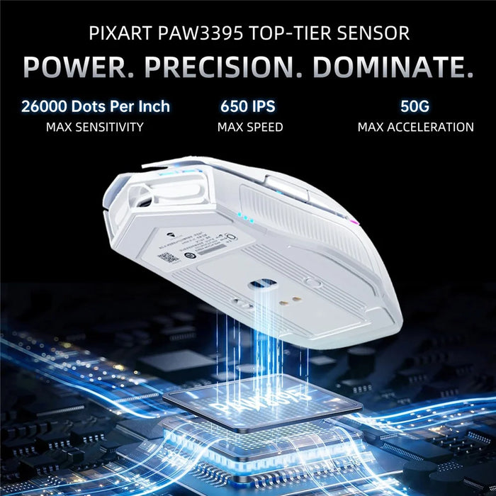 MACHENIKE L8 Pro Wired / Bluetooth-compatible / 2.4G Wireless Mouse RGB Light Computer Laptop Mice with Charging Base - White - 4