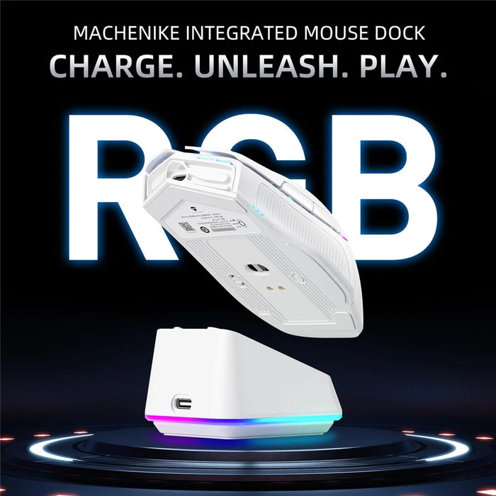MACHENIKE L8 Pro Wired / Bluetooth-compatible / 2.4G Wireless Mouse RGB Light Computer Laptop Mice with Charging Base - White - 5