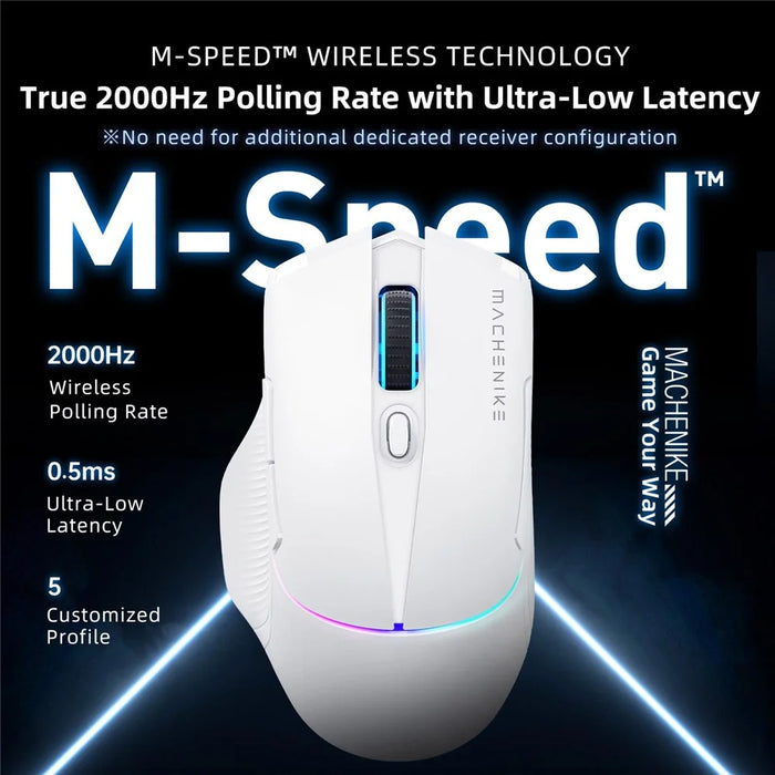 MACHENIKE L8 Pro Wired / Bluetooth-compatible / 2.4G Wireless Mouse RGB Light Computer Laptop Mice with Charging Base - White - 6