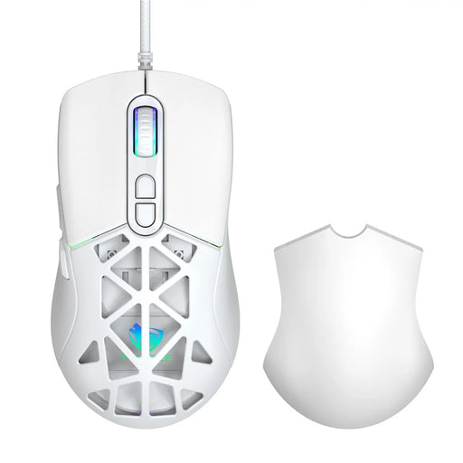 T-WOLF G520 Gaming Mouse RGB Backlit 7 Keys Programmable Mouse with Interchangeable Back Cover - White - 1