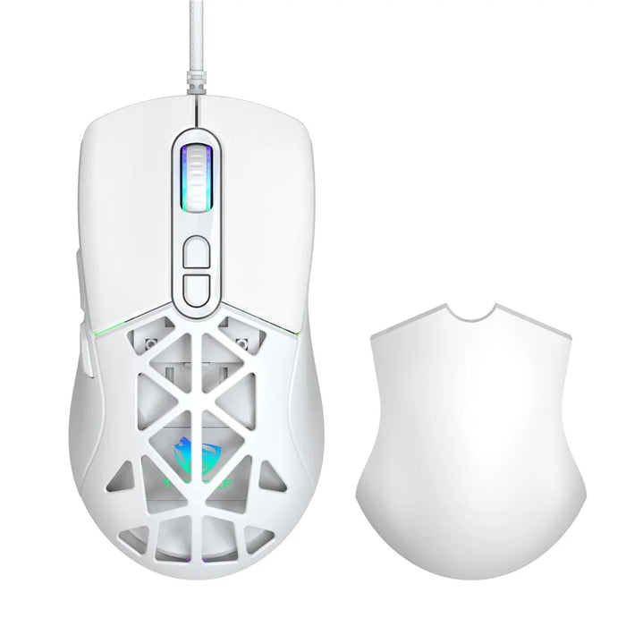 T-WOLF G520 Gaming Mouse RGB Backlit 7 Keys Programmable Mouse with Interchangeable Back Cover - White - 1