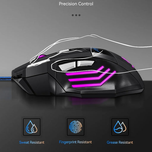 T-WOLF M1 Gaming Mouse Wired Ergonomic Design 7-Color Breathing Light for PC Gaming - 2