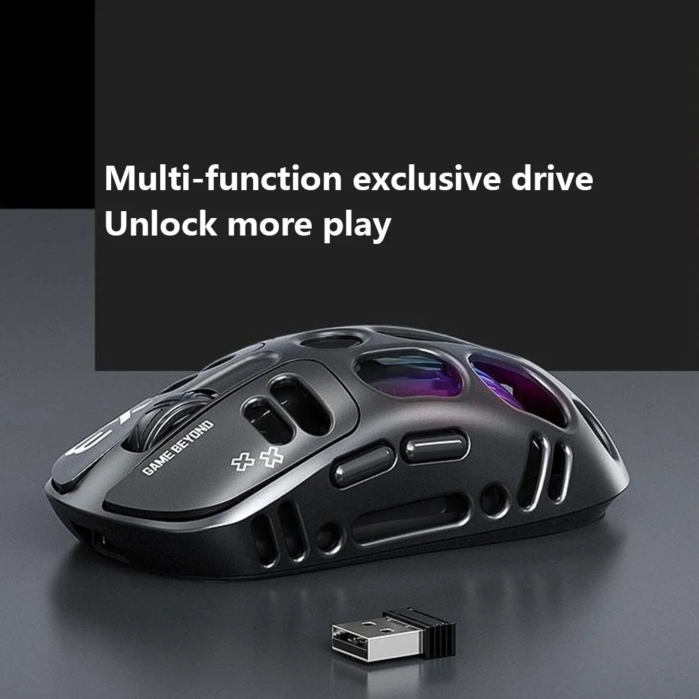 T-WOLF X3 Gaming Mouse Tri-Mode BT Wireless Hollow Design RGB Backlit Mechanical Mouse For Esports - Black - 7