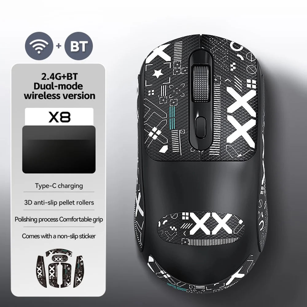 T-WOLF X8 Dual Mode Wireless Mouse with 500mAh Rechargeable Battery Gaming Mouse - Black - 2