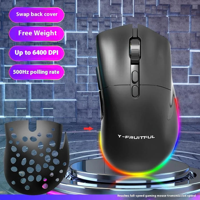 Y-FRUITFUL M88 Gaming Mouse 2.4G Wireless/Wired 7 Button Ergonomic PC Gaming Mice with RGB Backlit - Black - 3