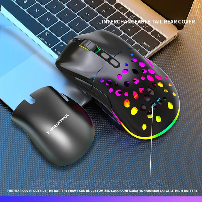 Y-FRUITFUL M88 Gaming Mouse 2.4G Wireless/Wired 7 Button Ergonomic PC Gaming Mice with RGB Backlit - Black - 4