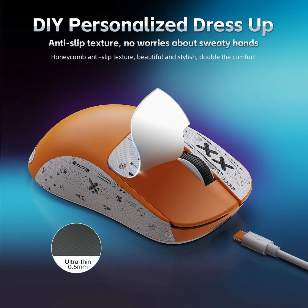 HXSJ T68 2.4G Wireless / Wired / Bluetooth-compatible 3 Modes Gaming Mouse 12000 DPI Ultra Light Rechargeable Mouse - Orange - 7