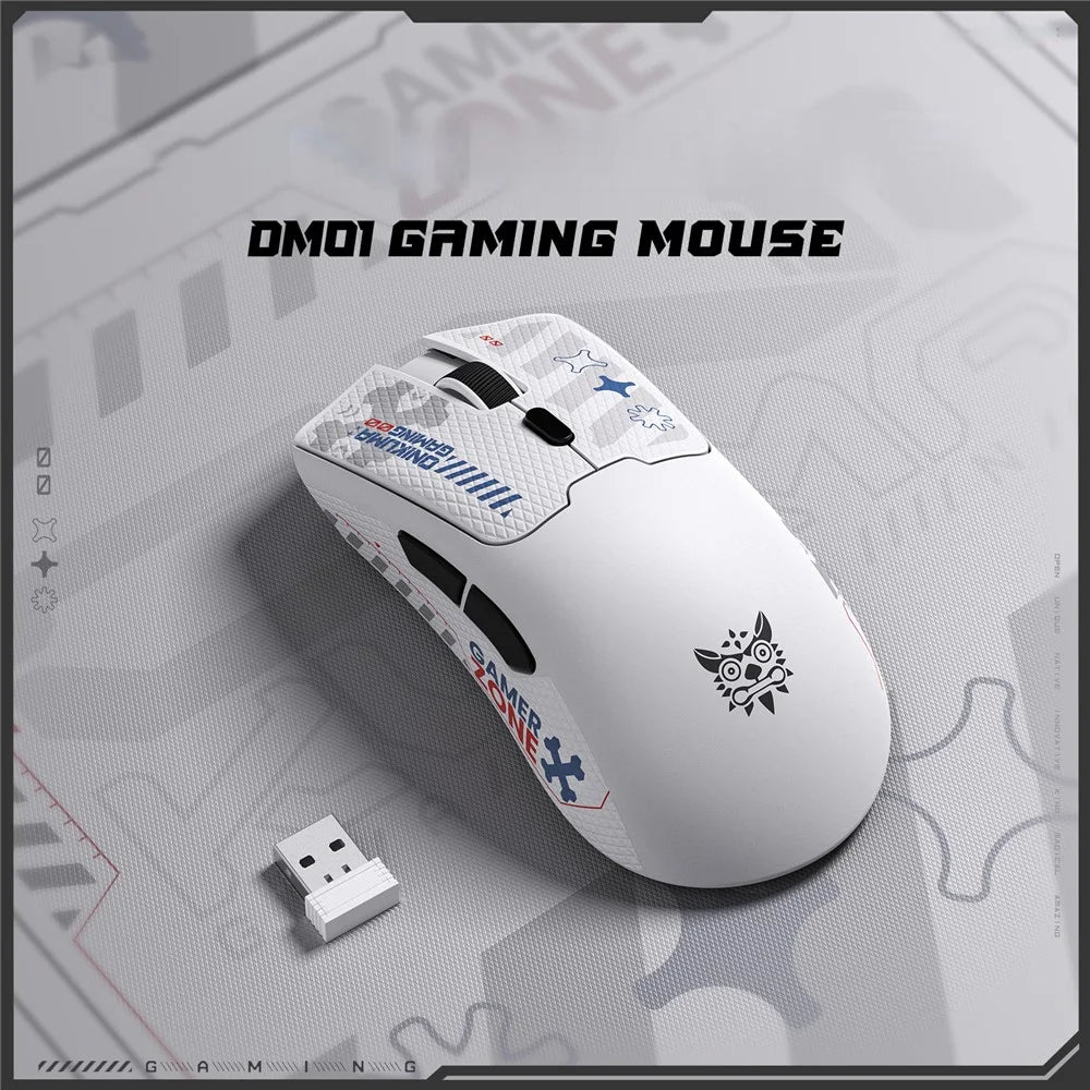 ONIKUMA DM01 Tri-Mode Gaming Mouse Wireless 2.4G Wired Type-C Bluetooth-Compatible Mouse with 6 DPI Levels - White - 2