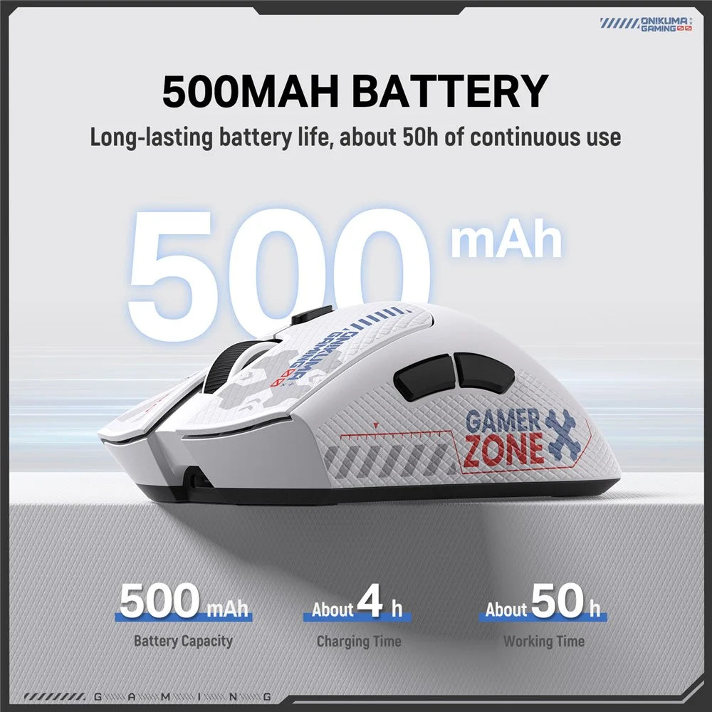 ONIKUMA DM01 Tri-Mode Gaming Mouse Wireless 2.4G Wired Type-C Bluetooth-Compatible Mouse with 6 DPI Levels - White - 4