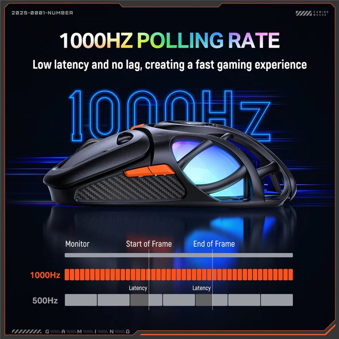 ONIKUMA DM02 Tri-Mode Gaming Mouse 2.4G Wireless Bluetooth-compatible 6 DPI Levels RGB Backlit Mouse - Black - 7