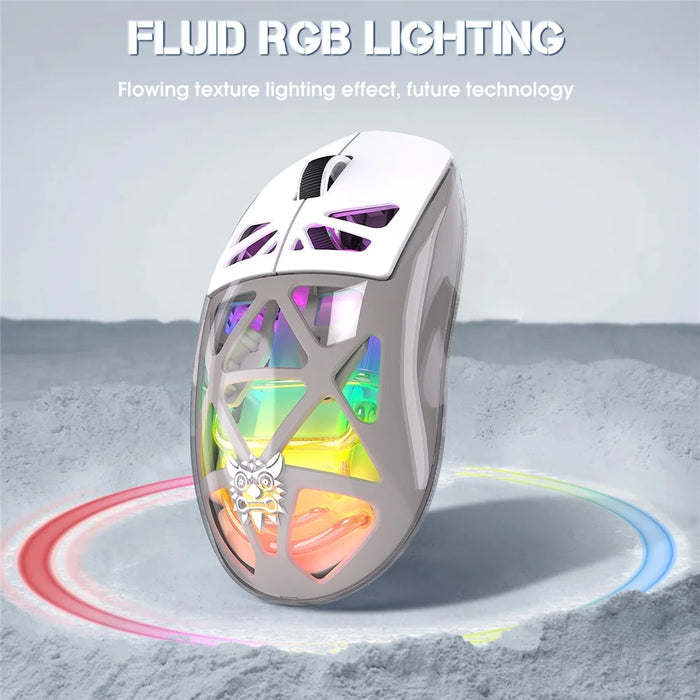 ONIKUMA CW930 Tri-Mode Gaming Mouse 2.4G Bluetooth-Compatible Wired RGB Light 3600DPI Mouse - White - 5