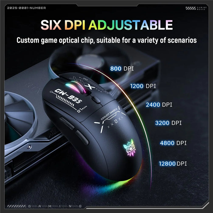 ONIKUMA CW935 Three Mode Gaming Mouse RGB 12800 DPI Bluetooth-compatible Wireless 2.4G Mouse - Black - 4