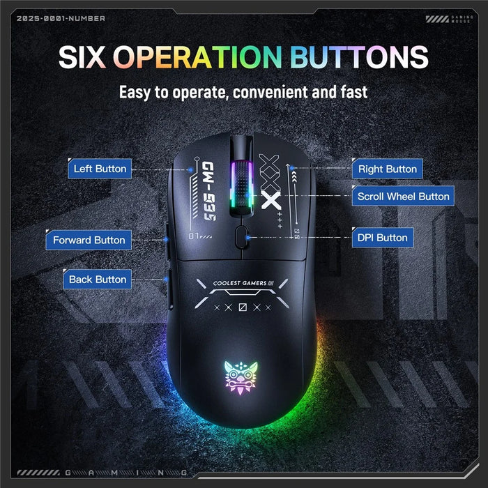 ONIKUMA CW935 Three Mode Gaming Mouse RGB 12800 DPI Bluetooth-compatible Wireless 2.4G Mouse - Black - 6
