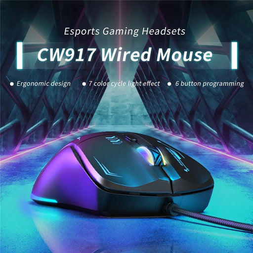 ONIKUMA CW917 Gaming Mouse 6 Keys RGB Color Wired Mechanical Mouse for PC Esports - Black - 2