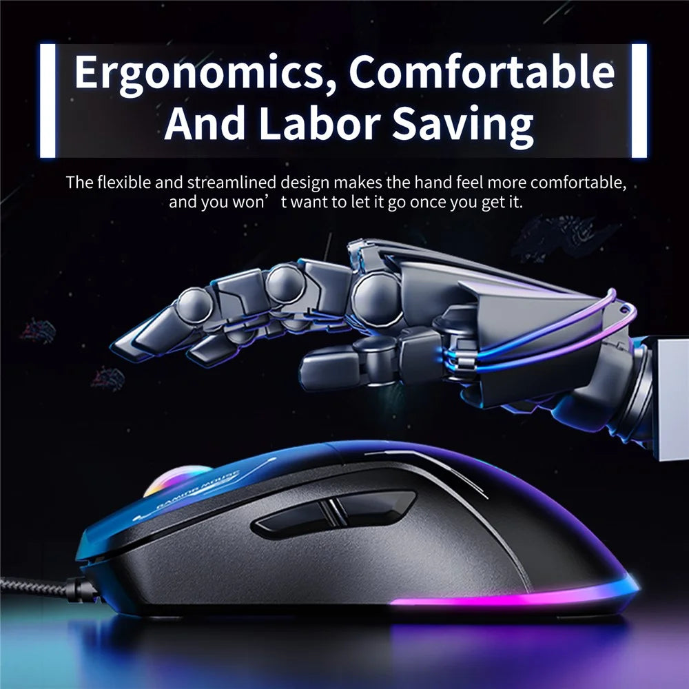 ONIKUMA CW917 Gaming Mouse 6 Keys RGB Color Wired Mechanical Mouse for PC Esports - Black - 3
