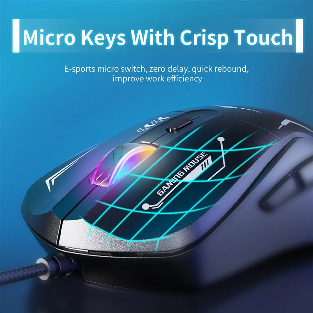 ONIKUMA CW917 Gaming Mouse 6 Keys RGB Color Wired Mechanical Mouse for PC Esports - Black - 4