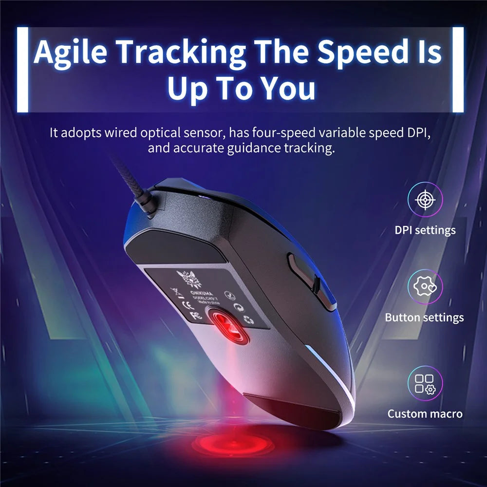 ONIKUMA CW917 Gaming Mouse 6 Keys RGB Color Wired Mechanical Mouse for PC Esports - Black - 5