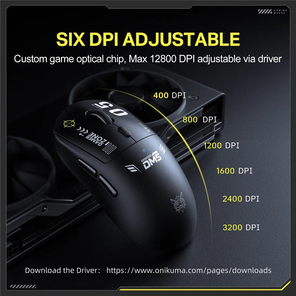 ONIKUMA DM05 Tri-Mode Gaming Mouse Bluetooth-compatible 2.4G Wireless Wired Ergonomic PC Mice - Black - 4