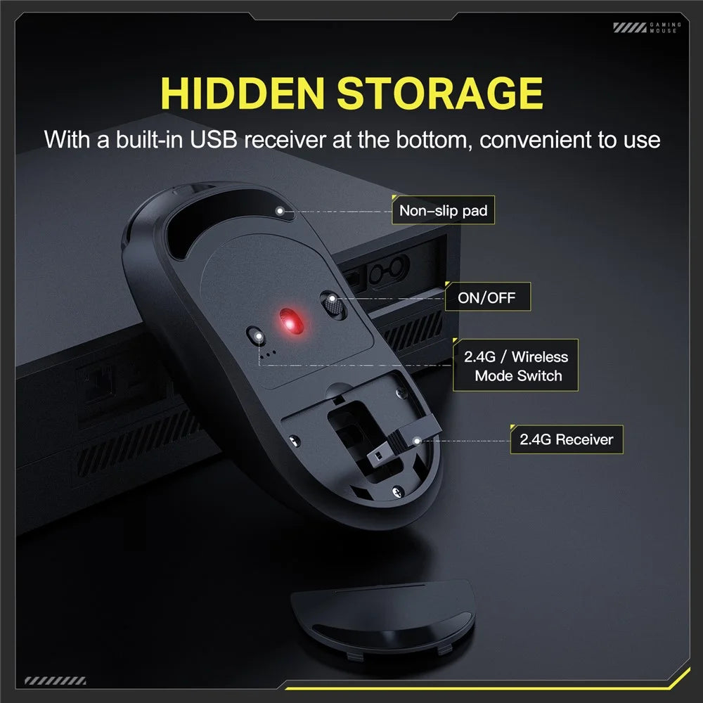 ONIKUMA DM05 Tri-Mode Gaming Mouse Bluetooth-compatible 2.4G Wireless Wired Ergonomic PC Mice - Black - 7