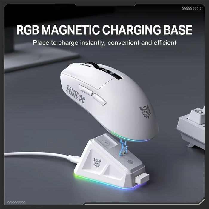 ONIKUMA DM07 2.4G Wireless Gaming Mouse 3-Mode Wired Bluetooth-compatible PC Mice with Magnetic Charging Base - White - 4